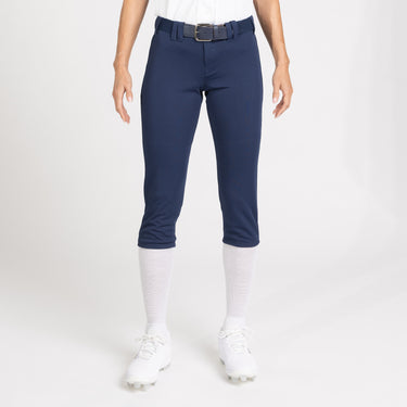Front angle Model shot of female in Intensity Home Run Pant in color NAVY