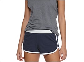 close up woman wearing soffe dolphin shorts